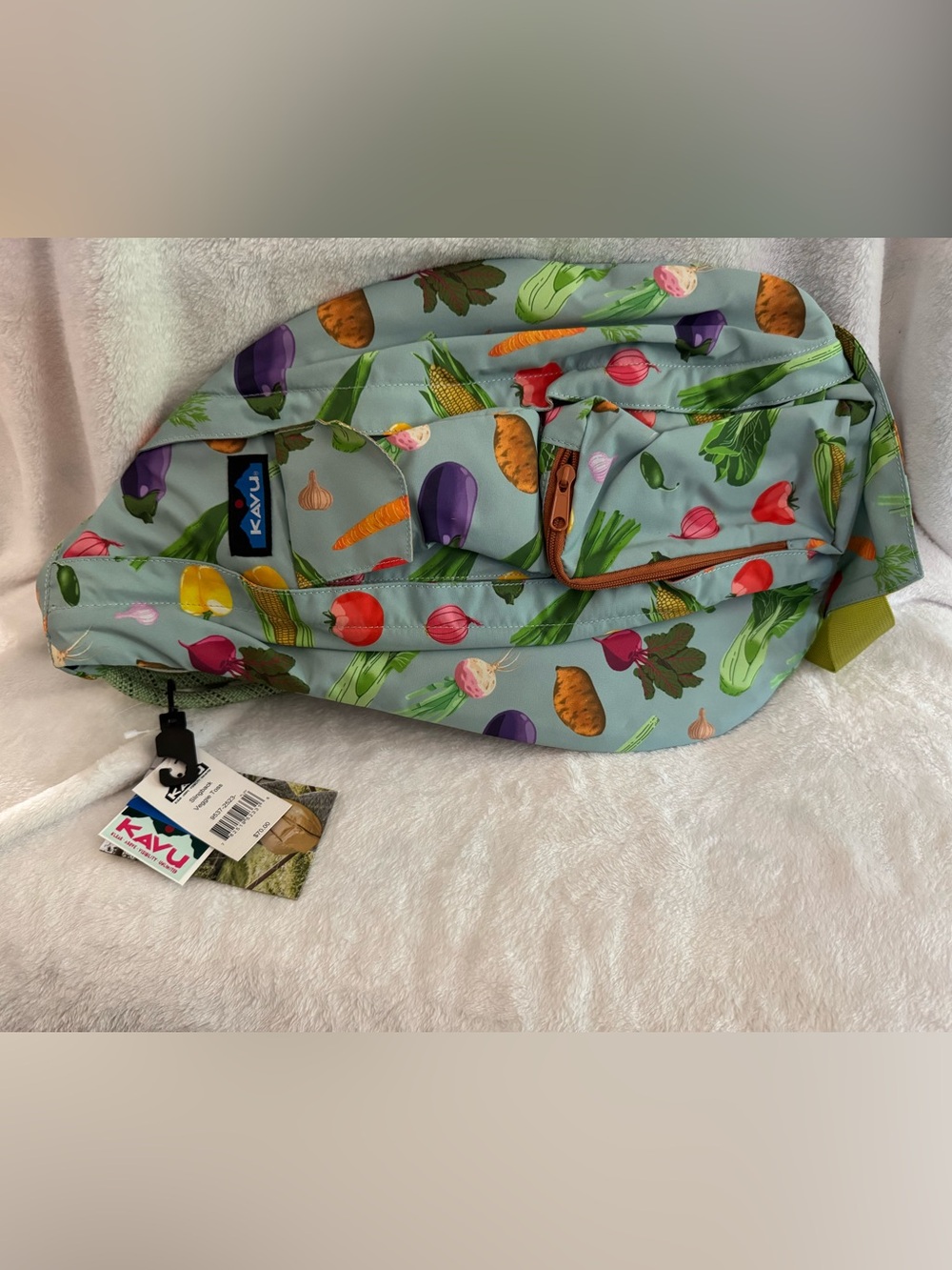 Kavu Light Blue Veggie Print Back Pack